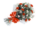 Red and White carnition with single rose